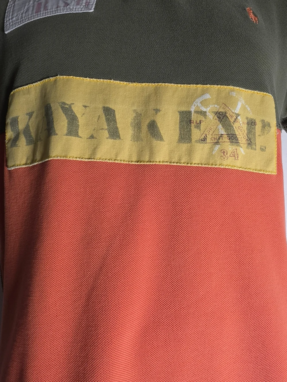 Ralph Lauren Green & Orange Short-Sleeve Polo with Yellow Accent